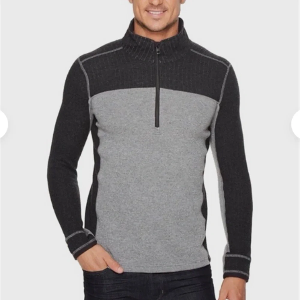 Prana Men's Gravel Gray‎ Wentworth Quarter Zip Wool Sweater Size M